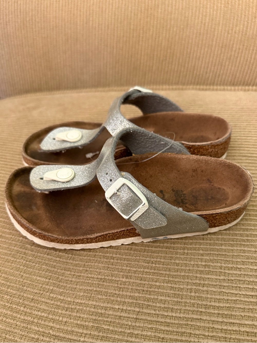 Birkenstock glittery silver sandals - size 31